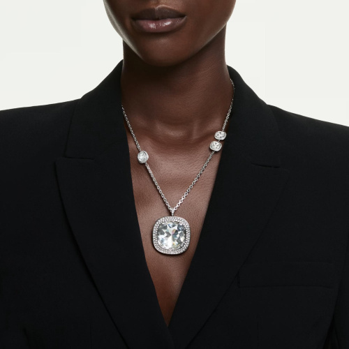 Una Angelic pendant and brooch Cushion cut, White, Mixed Plating