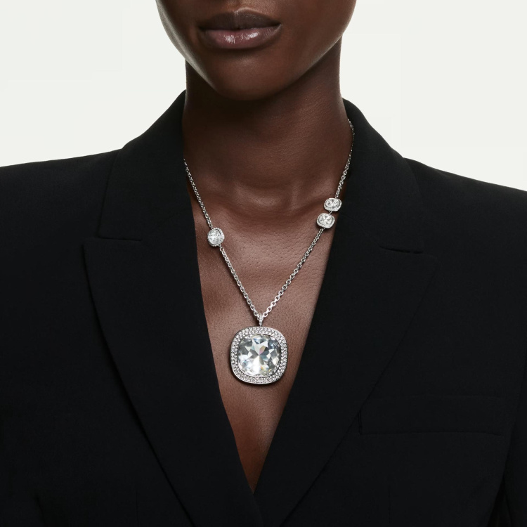 Una Angelic pendant and brooch Cushion cut, White, Mixed Plating