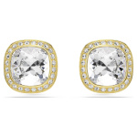 Una Angelic stud earrings Cushion cut, White, 18K gold finish
