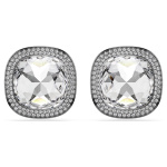Una Angelic clip earrings Cushion cut, White, Ruthenium plated