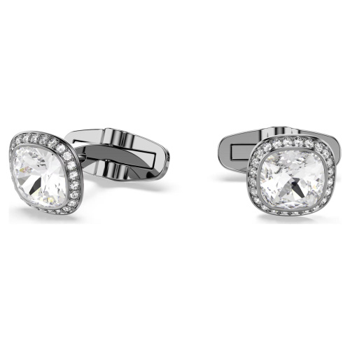 Una Angelic cufflinks Cushion cut, White, Ruthenium plated