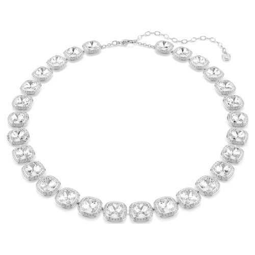 Una Angelic necklace Cushion cut, White, Rhodium plated