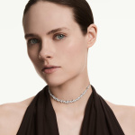 Mesmera choker Marquise cut, White, Rhodium plated
