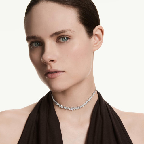 Mesmera choker Marquise cut, White, Rhodium plated