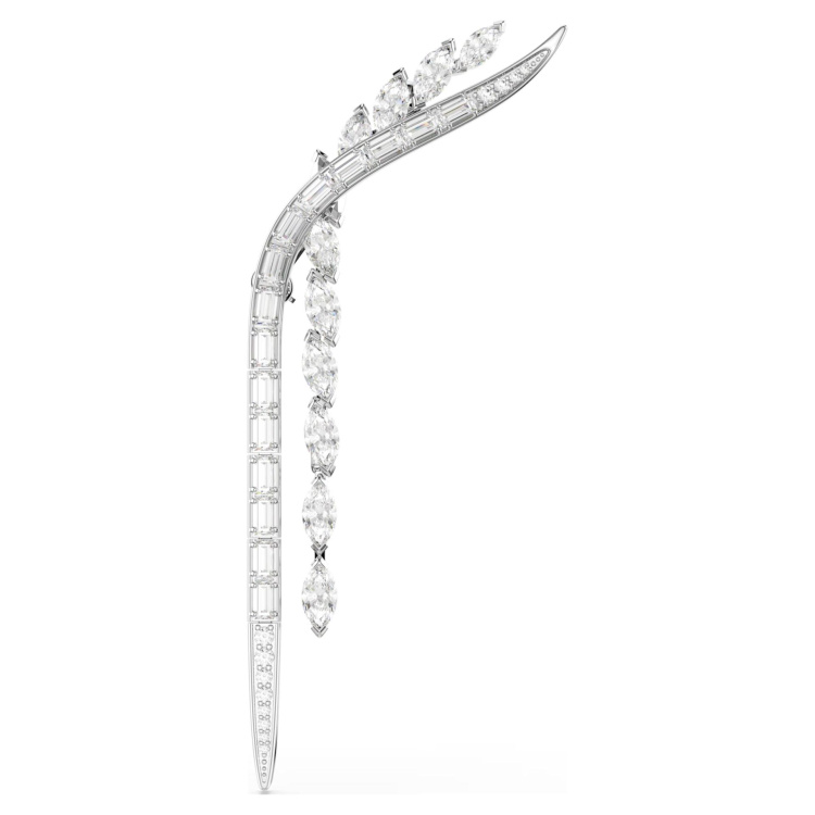 Mesmera brooch Mixed cuts, White, Rhodium plated