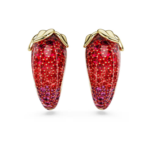 Idyllia clip earrings Red, 18K gold finish