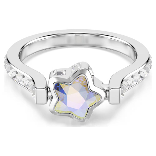 Chroma ring Mixed cuts, Star, White, Rhodium plated
