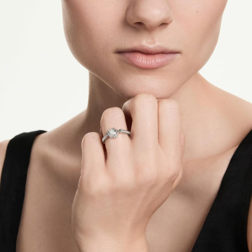 Chroma ring Mixed cuts, Star, White, Rhodium plated