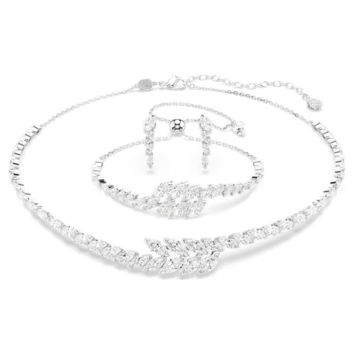 Mesmera set Set (3), Marquise cut, White, Rhodium plated