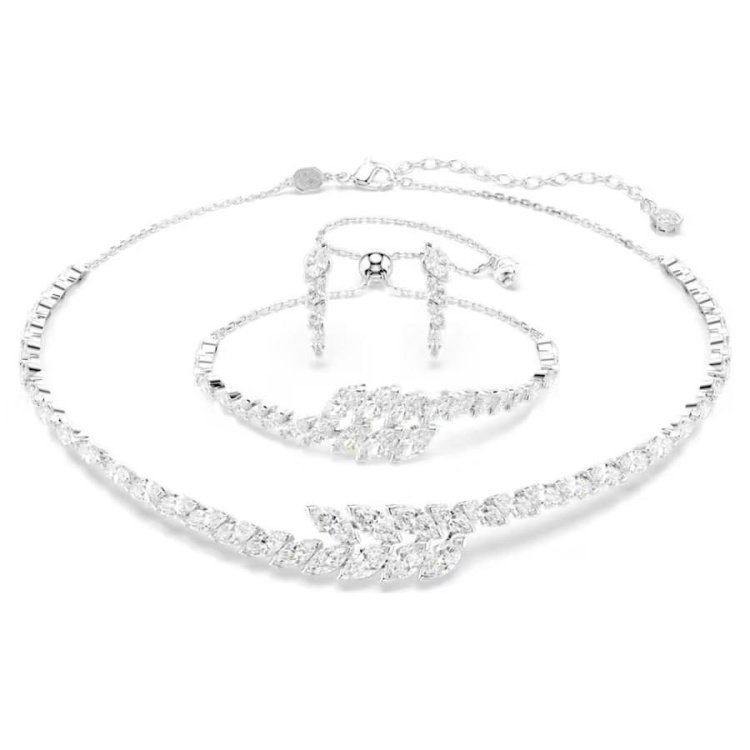 Mesmera set Set (3), Marquise cut, White, Rhodium plated