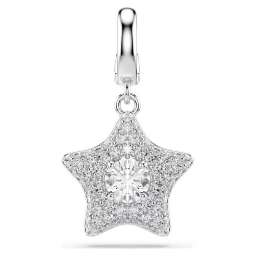 Sublima charm Round cut, Star, White, Rhodium plated
