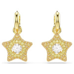 Sublima drop earrings Round cut, Star, Multicolored, 18K gold plated