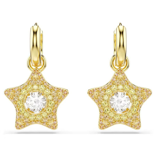 Sublima drop earrings Round cut, Star, Multicolored, 18K gold plated