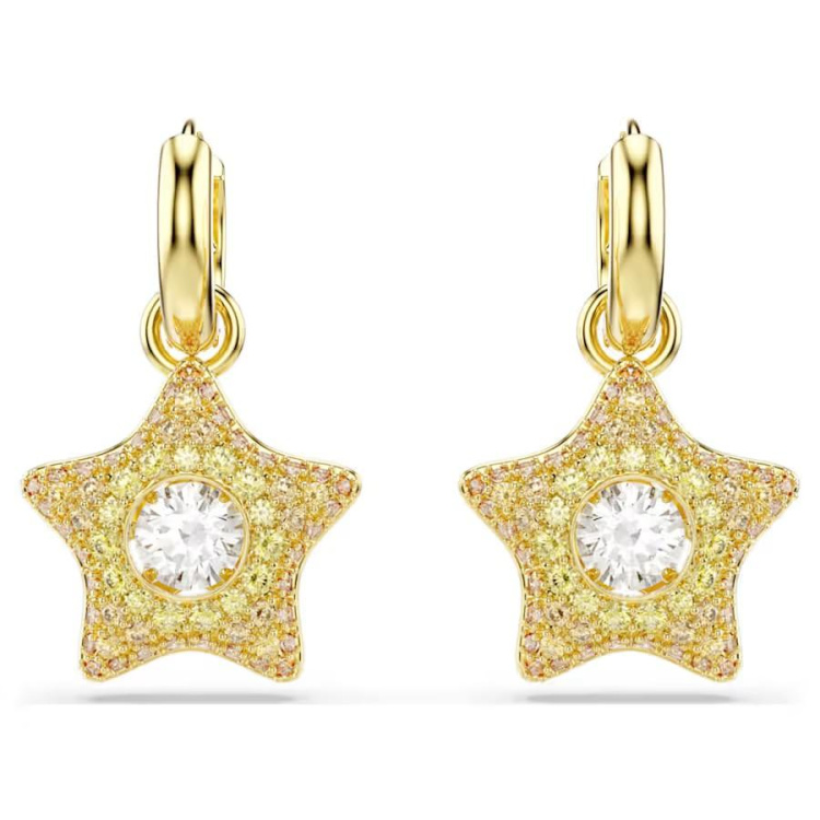 Sublima drop earrings Round cut, Star, Multicolored, 18K gold plated