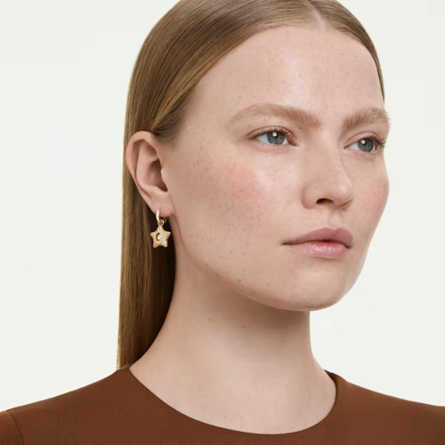 Sublima drop earrings Round cut, Star, Multicolored, 18K gold plated