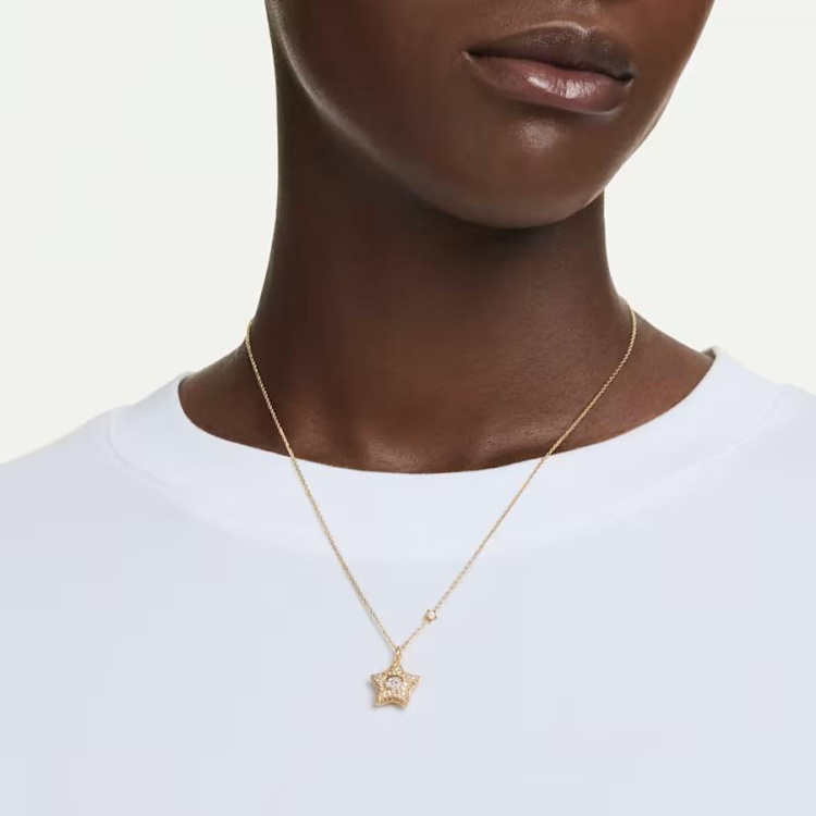 Sublima pendant Round cut, Star, Multicolored, 18K gold finish