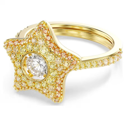 Sublima ring Round cut, Star, Multicolored, 18K gold finish