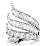 Vienna cocktail ring Mixed cuts, Swan, White, Rhodium plated