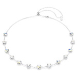 Chroma necklace Mixed cuts, Star, White, Rhodium plated