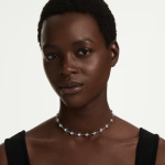 Chroma necklace Mixed cuts, Star, White, Rhodium plated