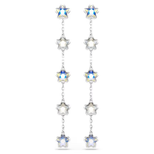 Chroma earrings Mixed cuts, Star, White, Rhodium plated