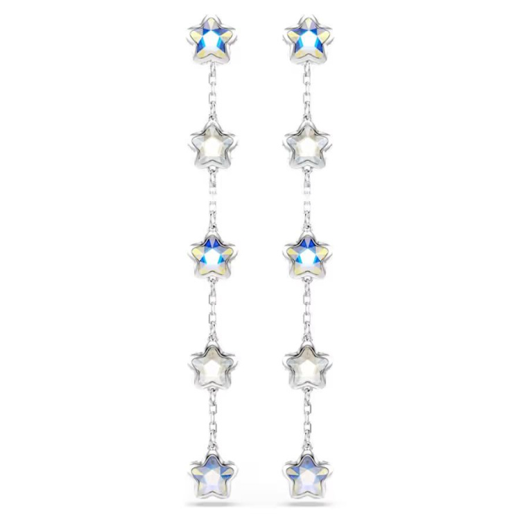 Chroma earrings Mixed cuts, Star, White, Rhodium plated