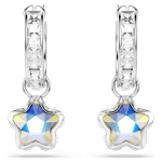 Chroma drop earrings Mixed cuts, Star, White, Rhodium plated