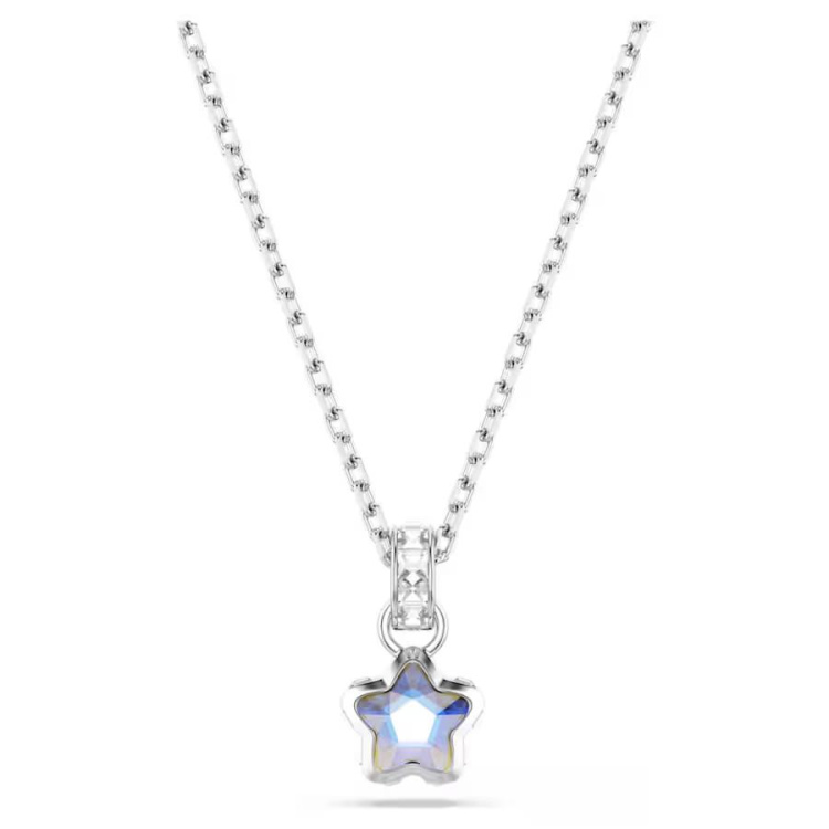 Chroma pendant Mixed cuts, Star, White, Rhodium plated