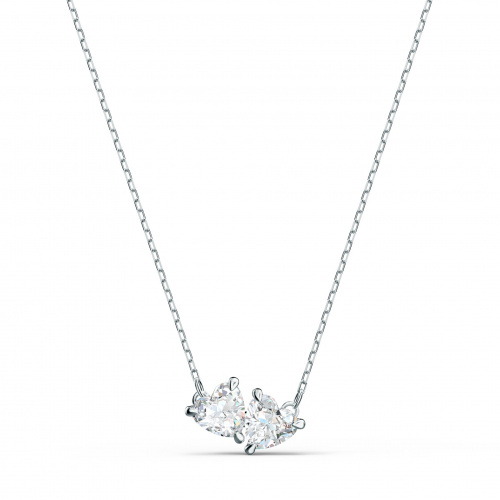 Mesmera necklace Heart, White, Rhodium plated