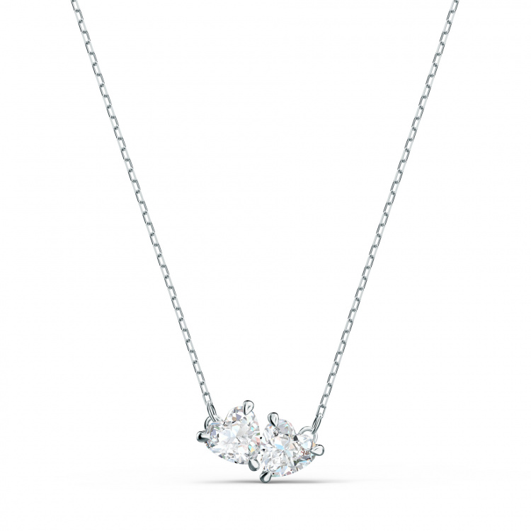 Mesmera necklace Heart, White, Rhodium plated
