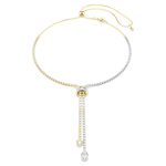 Hyperbola Y necklace Round cut, Knot, White, Mixed metal finish
