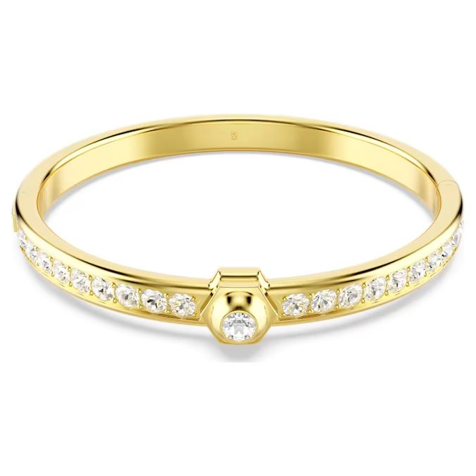 Numina bangle Round cut, White, Gold-tone plated