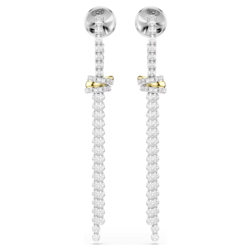 Hyperbola drop earrings Round cut, Knot, White, Mixed metal finish