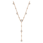 Imber Y necklace Round cut, White, 18K rose gold finish