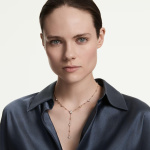 Imber Y necklace Round cut, White, 18K rose gold finish