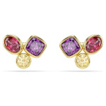 Imber stud earrings Mixed cuts, Multicolored, 18K gold finish
