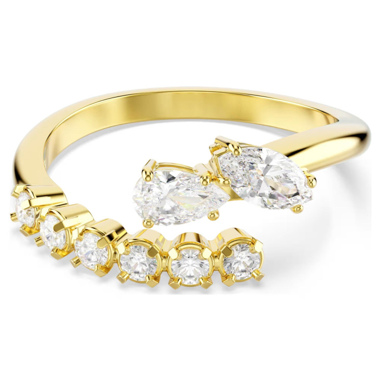 Mesmera open ring Mixed cuts, White, 18K gold finish