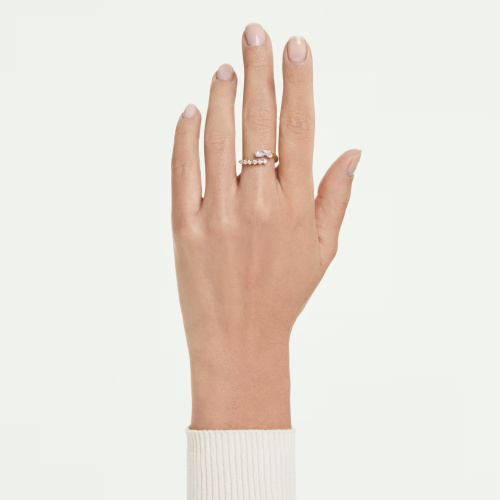 Mesmera open ring Mixed cuts, White, 18K gold finish