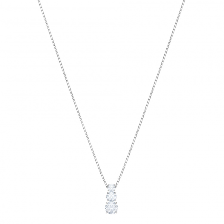 Stilla Attract pendant Round cut, White, Rhodium plated