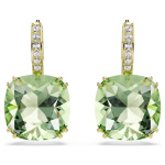 Millenia drop earrings Cushion cut, Green, 18K gold finish