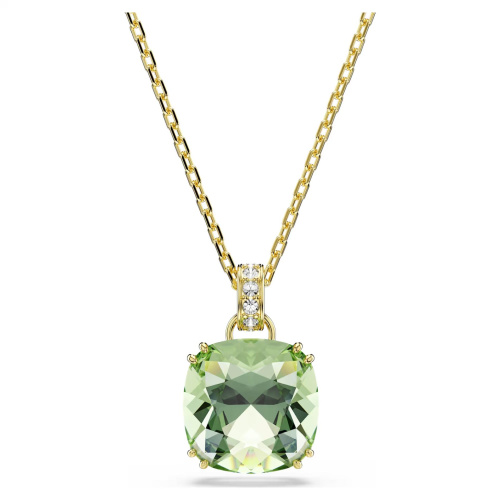 Millenia drop earrings Cushion cut, Green, 18K gold finish