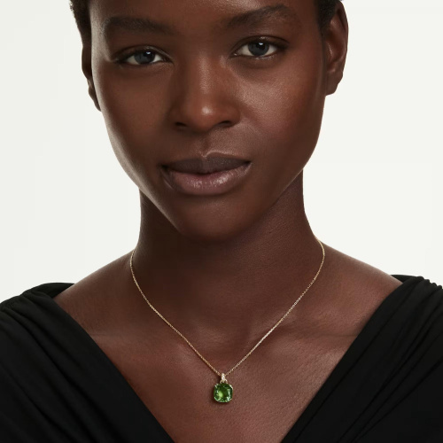 Millenia drop earrings Cushion cut, Green, 18K gold finish