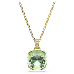 Millenia pendant Cushion cut, Green, 18K gold finish