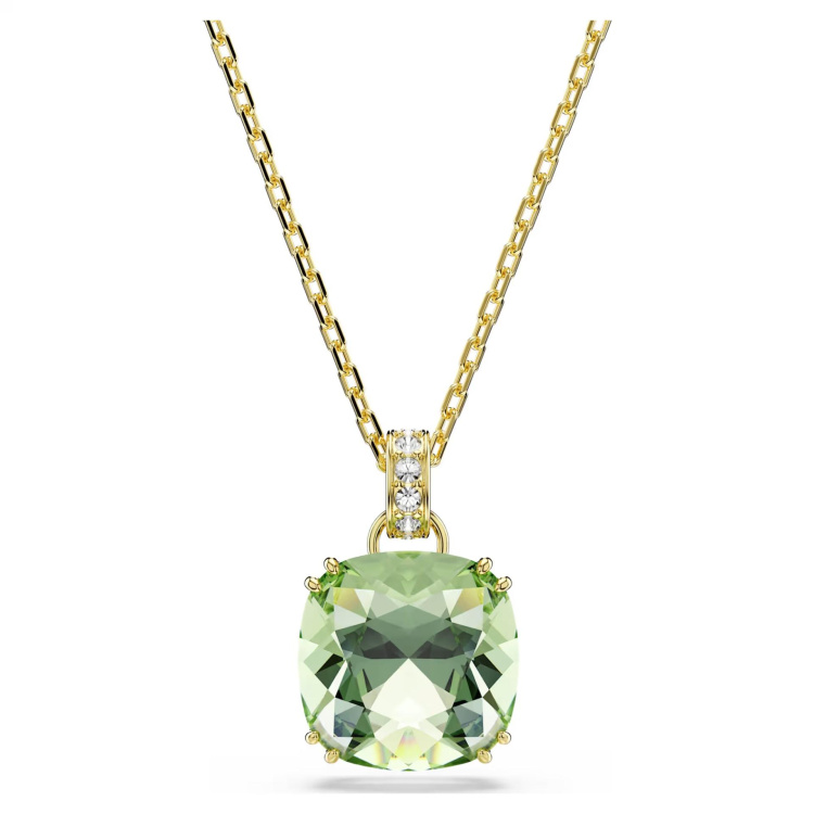 Millenia pendant Cushion cut, Green, 18K gold finish