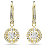 Una Angelic drop earrings Round cut, White, 18K gold finish
