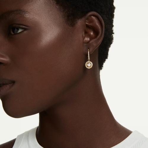 Una Angelic drop earrings Round cut, White, 18K gold finish