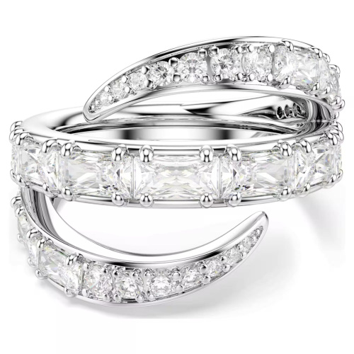Vienna ring Mixed cuts, Swan, White, Rhodium plated