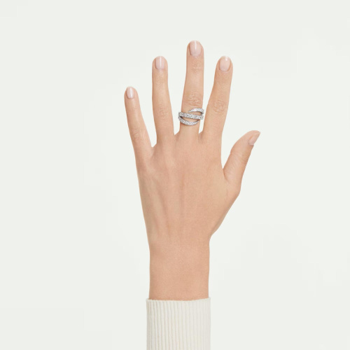 Vienna ring Mixed cuts, Swan, White, Rhodium plated