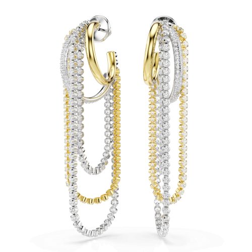 Hyperbola earrings, Layered, Round cut, White, Mixed metal finish