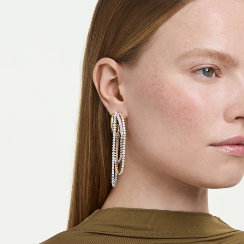 Hyperbola earrings, Layered, Round cut, White, Mixed metal finish